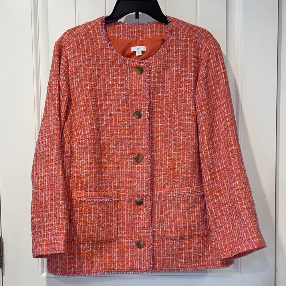 J. Jill  Cotton blend Orange Tweed Blazer
